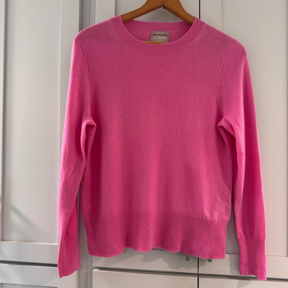 J.Crew Cashmere Crewneck Sweater Pink Classic Fit Women's Medium Soft Knit